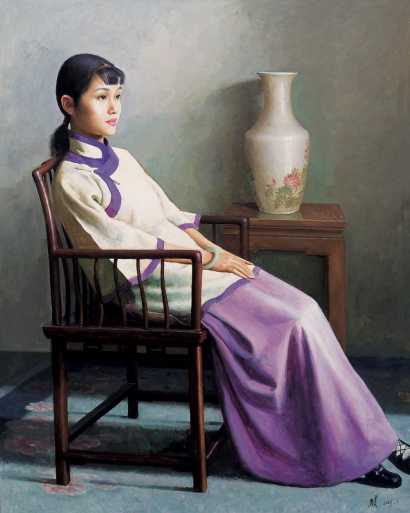 鲍震 2003年作 紫裙少女